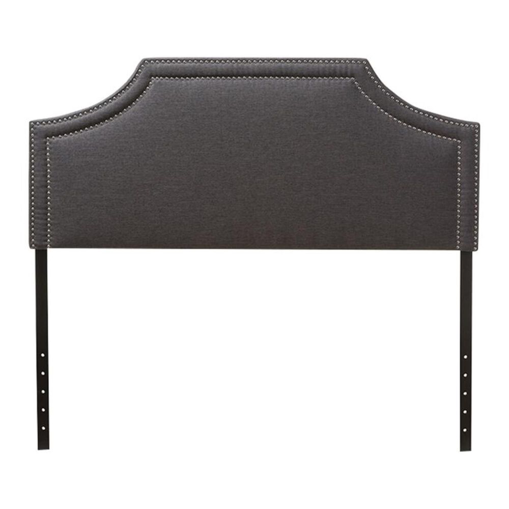 Baxton Studio Avignon Full Upholstered Headboard in Dark Grey, , large