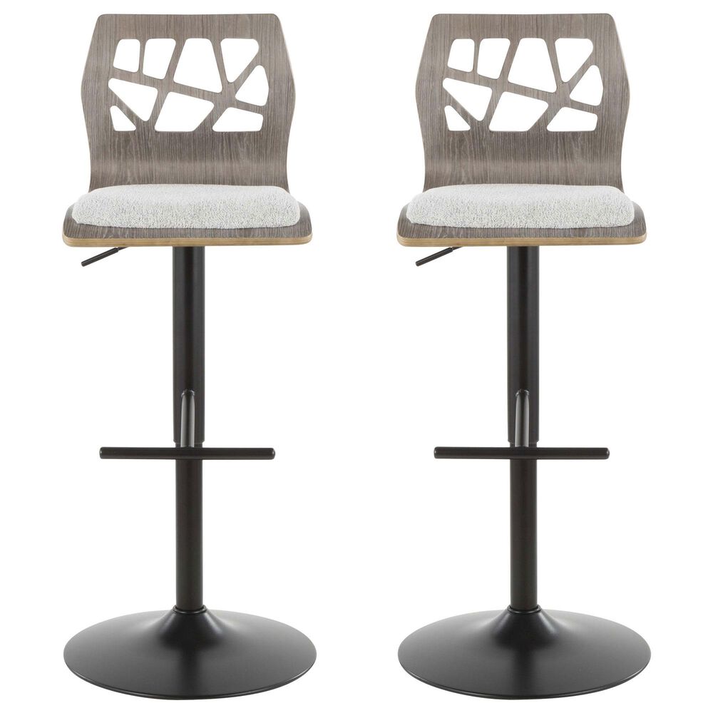 Lumisource Folia Swivel Barstool in Black and Light Grey &#40;Set of 2&#41;, , large