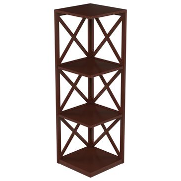 Timberlake Hastings Home 4-Shelf Corner Bookcase in Brown, , large