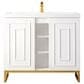 James Martin Vanities Alicante 39.5" Single Bathroom Vanity in Glossy White and Radiant Gold with 5 cm White Glossy Resin Top and Rectangular Sink, , large
