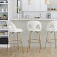 LumiSource Ava Swivel Bar Stool with Snow White Fabric Upholstery in Gold (Set of 2), , large