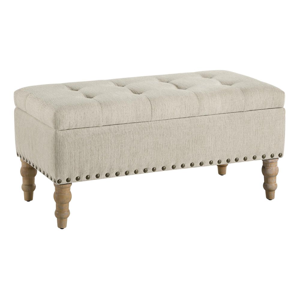 OSP Home Woodbury Flip Top Storage Bench in Linen, , large