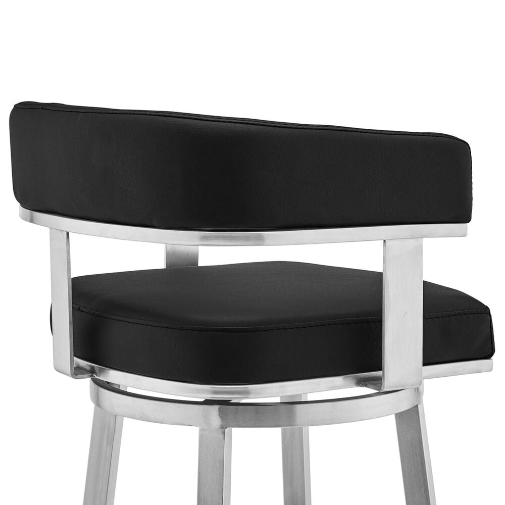 Blue River Lorin 26&quot; Swivel Counter Stool with Black Cushion in Stainless Steel, , large