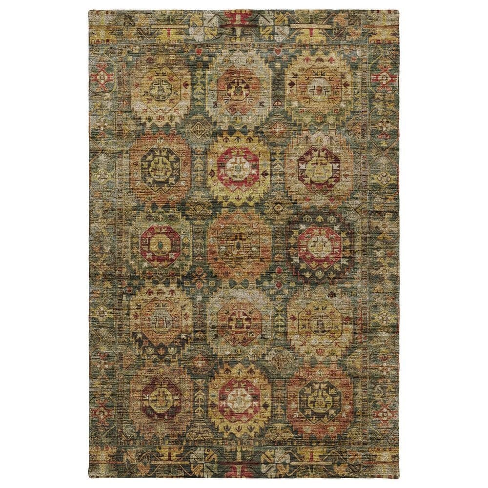 Dalyn Rug Company Silk Road Fern, Olive, Copper, Gold, Paprika, Ivory and Beige 9" x 12" Area Rug, , large