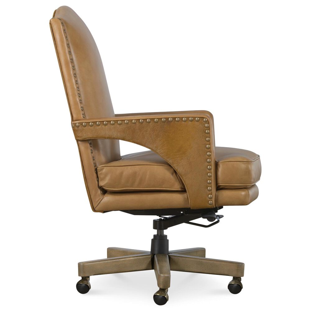 Hooker Furniture Rochelle Executive Swivel Tilt Chair in Warm Brown and Antique Gold, , large