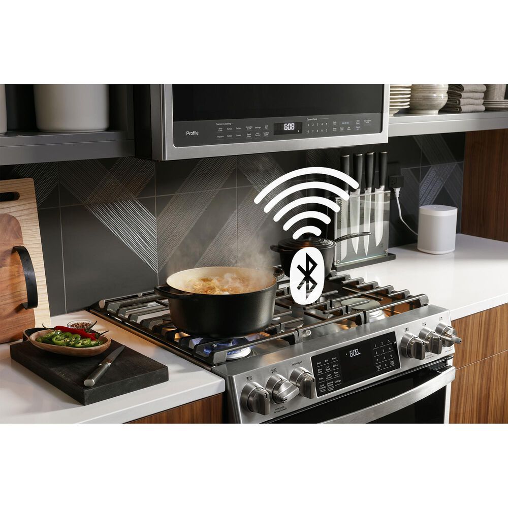 GE Profile 30&quot; Smart Slide-In Front-Control Gas Range in Fingerprint Resistant Stainless Steel, , large