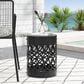 Hearth and Haven Large Cylindrical-Shaped Iron Patio End Table in Black, , large