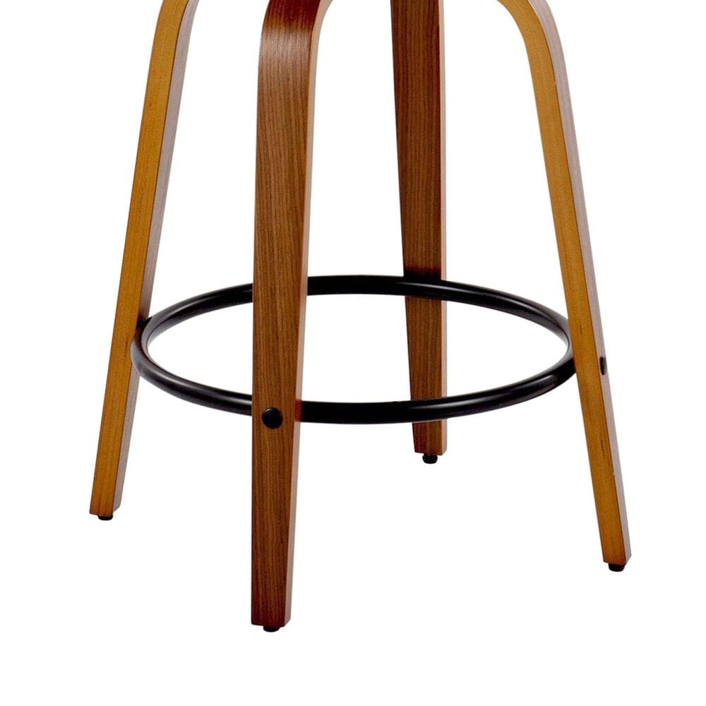 LumiSource Curva 26" Swivel Counter Stool with Light Grey Upholstery in Walnut and Black (Set of 2), , large