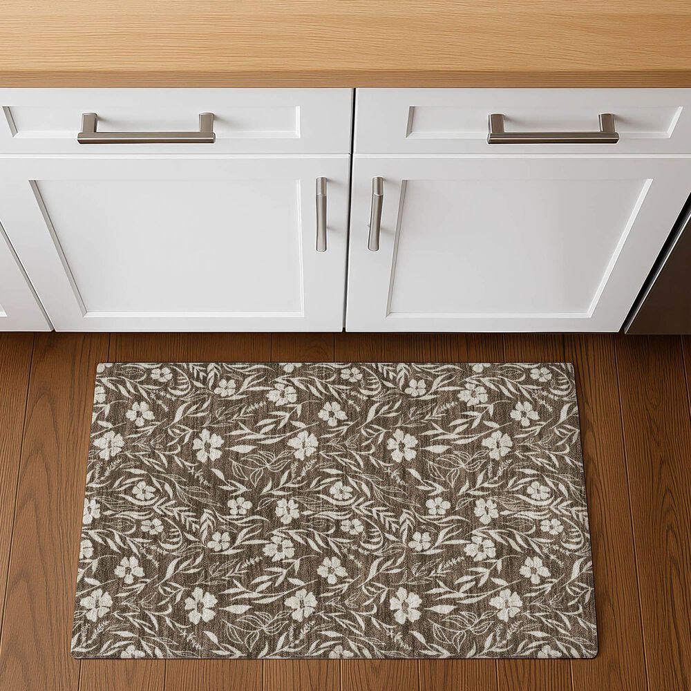 Dalyn Rug Company Soft Essentials Floral Chocolate 2'6" x 3'10" Indoor/Outdoor Area Rug, , large