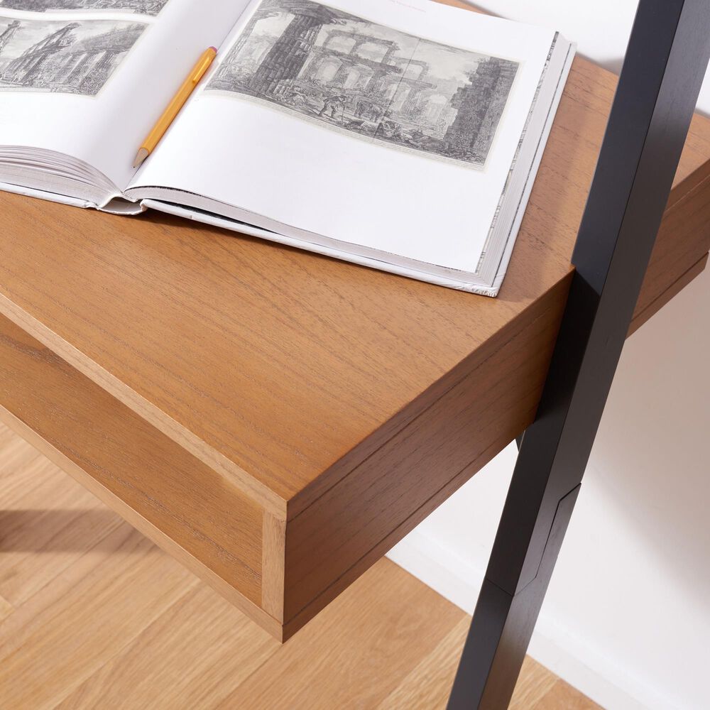 Safavieh Kamy 2-Shelf Leaning Desk in Natural/Charcoal, , large