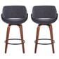 LumiSource Cosmo 30" Swivel Barstool with Grey Upholstery in Black (Set of 2), , large