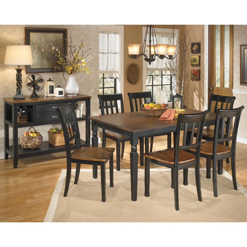 Ashley Owingsville 7-Piece Dining Set in Black and Brown, , large