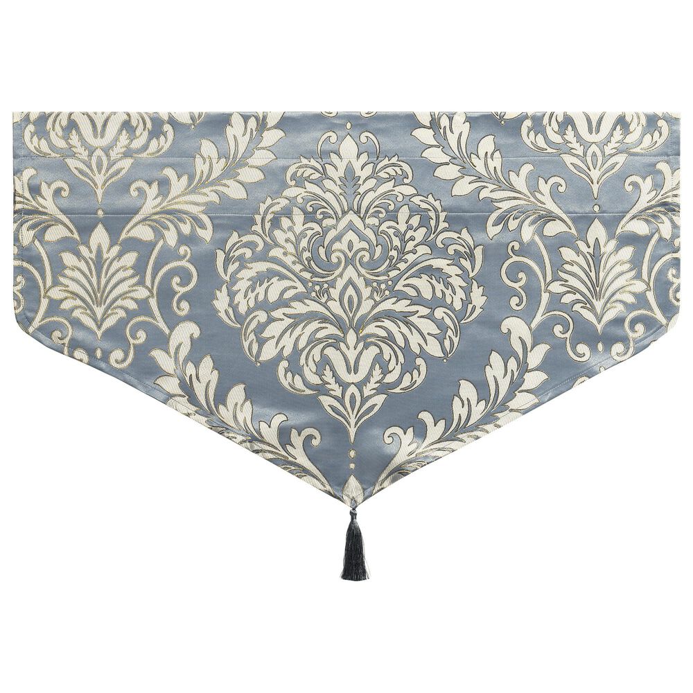 J. Queen New York Lorenzo 40&quot; x 21&quot; Window Ascot Valance in Blue and Cream, , large