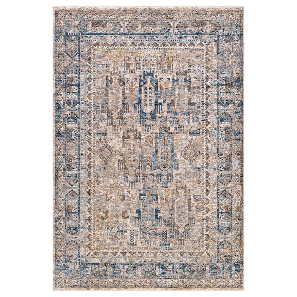 Surya Mirabel MBE-2302 5" x 7"5" Navy, Denim, Cream, Brown, Saffron, Taupe and Gray Area Rug, , large