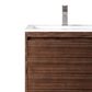 James Martin Mantova 23.6" Single Vanity in Mid-Century Walnut and Matte Black with 3 cm Glossy White Composite Stone Top and Rectangular Sink, , large