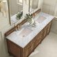 James Martin Vanities Lorelai 72"Double Vanity in Mid-Century Walnut with 3 cm Carrara White Marble Top, , large