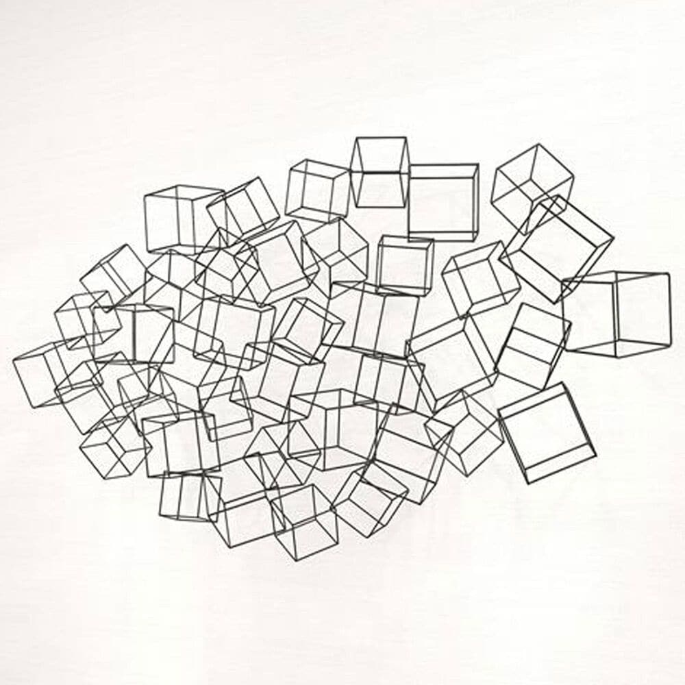Maple and Jade 48&quot; x 27&quot; 3D Layered Wire Cube Geometric Home Wall Decor in Matte Black, , large