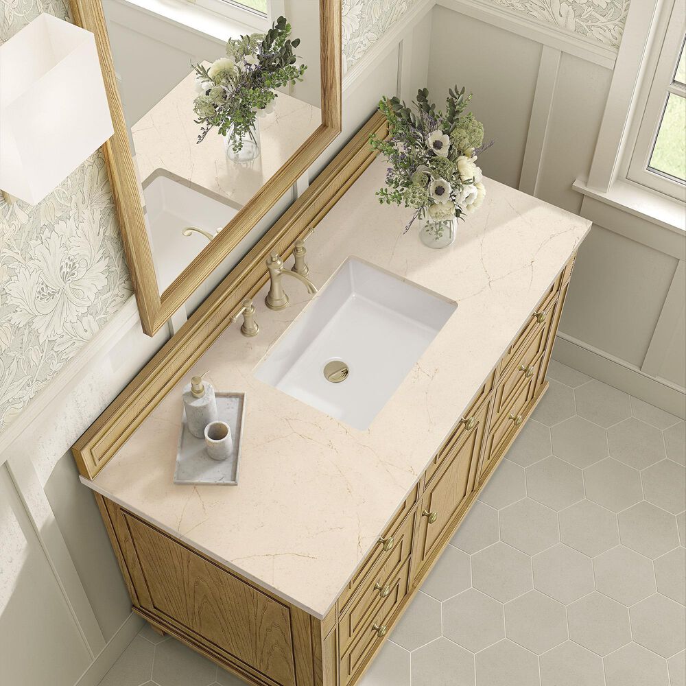 James Martin Vanities Lorelai 48&quot; Single Vanity in Light Natural Oak with 3 cm Eternal Marfil Quartz Top, , large