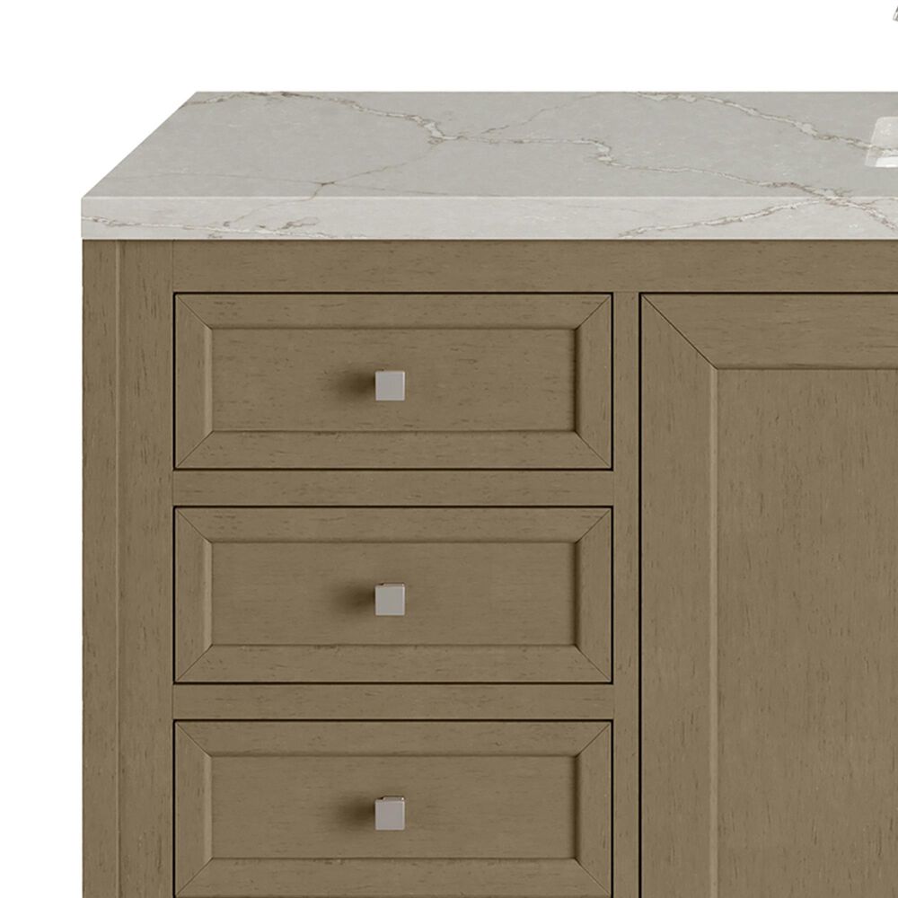 James Martin Vanities Chicago 60" Single Bathroom Vanity in Walnut Whisper with 3 cm Victorian Silver Quartz Top, Rectangular Sink and FreePower Wireless Charger, , large