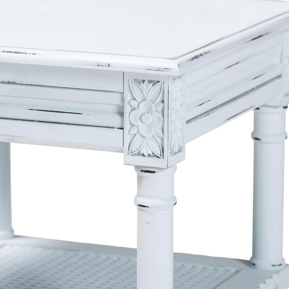 Baxton Studio Jeanne End Table with 1-Shelf in White, , large