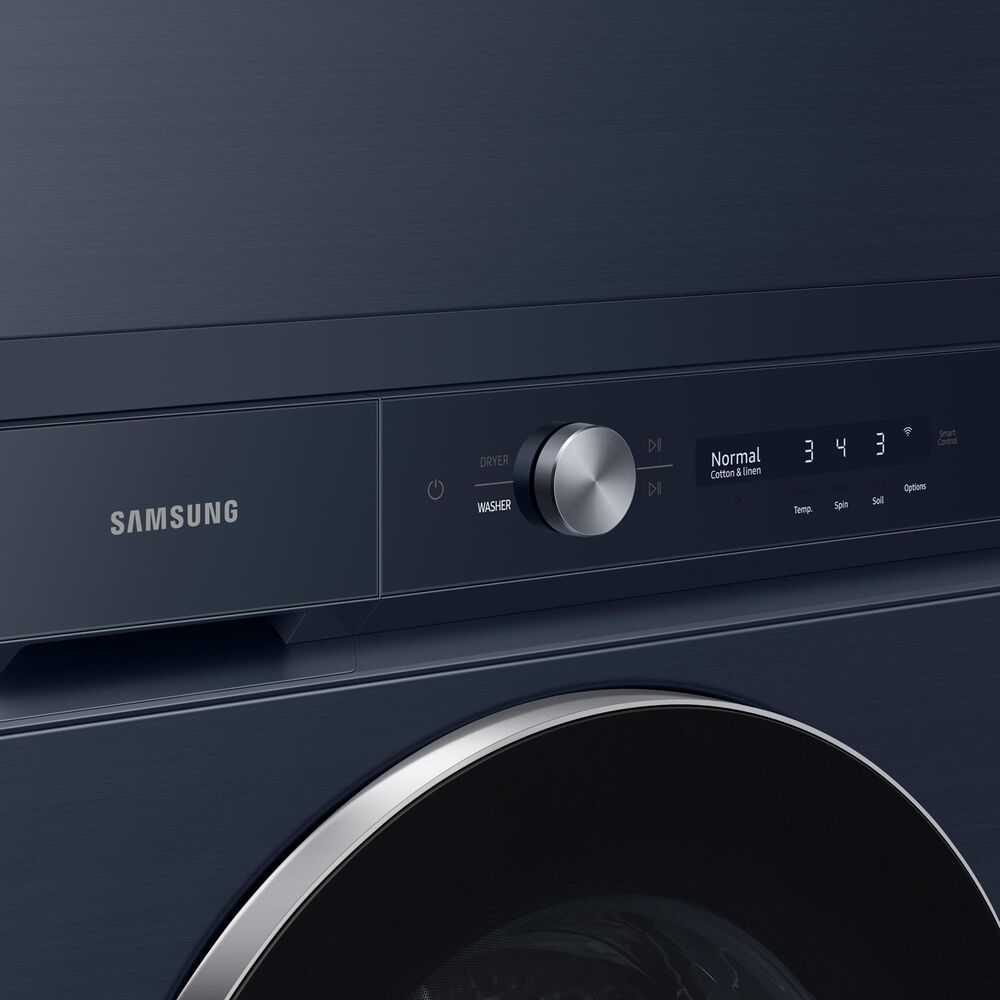 Samsung Bespoke 5.3 Cu. Ft. Front Load Washer and 7.6 Cu. Ft. Electric Dryer Laundry Pair in Brushed Navy, , large