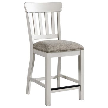 Hawthorne Furniture Drake Slat Back Counter Height Bar Stool in Rustic White & French Oak , , large