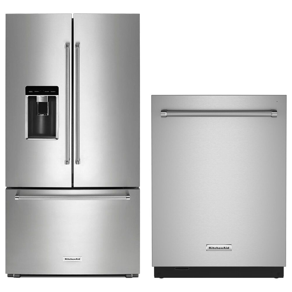 KitchenAid 2-Piece Kitchen Package with 23.8 Cu. Ft. Refrigerator and 24" Built In Towel Bar Dishwasher in Stainless Steel, , large
