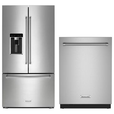 KitchenAid 2-Piece Kitchen Package with 23.8 Cu. Ft. Refrigerator and 24" Built In Towel Bar Dishwasher in Stainless Steel, , large
