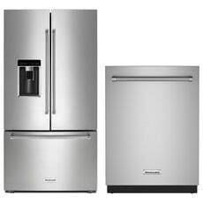 Kitchenaid 2-Piece Kitchen Package with 23.8 Cu. Ft. Refrigerator and 24in Built In Towel Bar Dishwasher in Stainless Steel