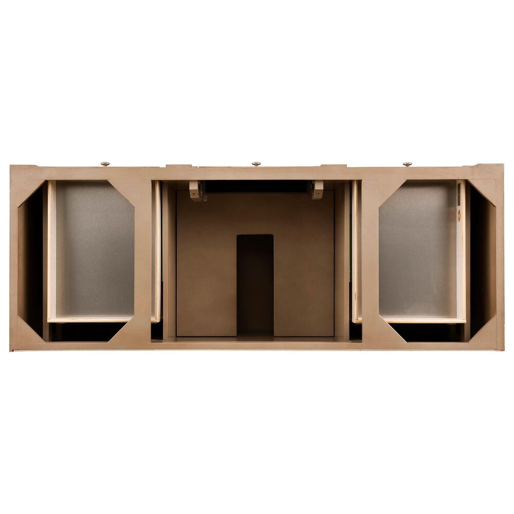 James Martin Vanities Bristol 60&quot; Single Bathroom Vanity in Whitewashed Walnut with 3 cm Carrara White Marble Top and Rectangular Sink, , large