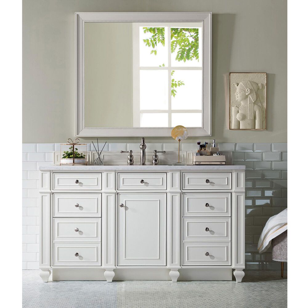 James Martin Vanities Bristol 36&quot; Single Bathroom Vanity in Bright White with 3 cm Arctic Fall Solid Surface Top and Rectangular Sink, , large