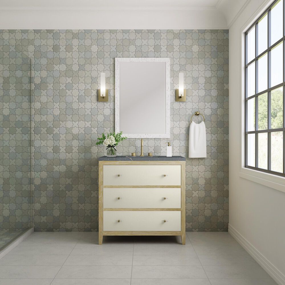 James Martin Vanities Celeste 36&quot; Single Vanity in Sun-washed Oak with Embossed Shagreen and with 3 cm Parisien Bleu Quartz Top, , large