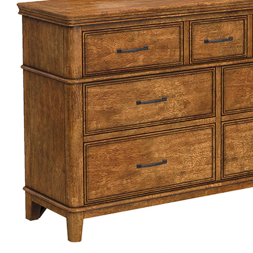 A-America Bandalier 7-Drawer Dresser and Mirror in Warm Russet, , large