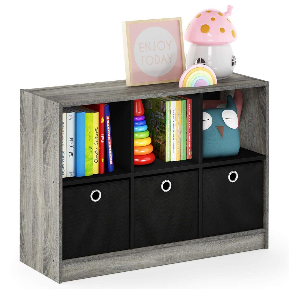 HOMLUX 6-Cube Bookshelf Bookcase with Storage Bins in French Oak, , large