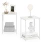 HOMLUX 2-Tier Metal Frame End Table with Open Shelf in White (Set of 2), , large