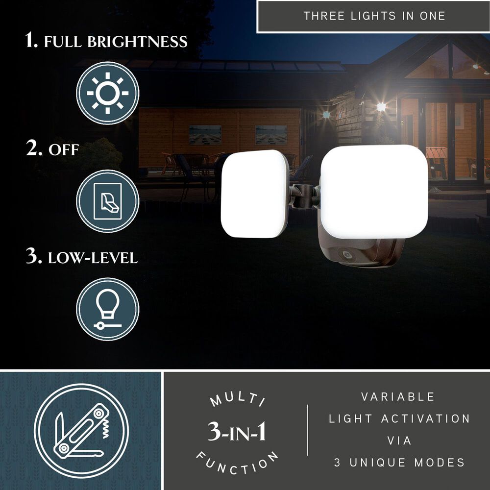 Vaxcel Theta 2-Light LED Outdoor Dusk-to-Dawn Flood Light in Bronze, , large