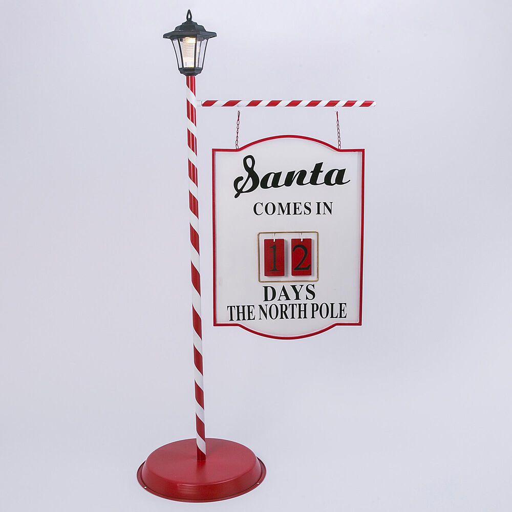 The Gerson Company 58" Solar Lighted Santa Countdown Sign in Red, , large