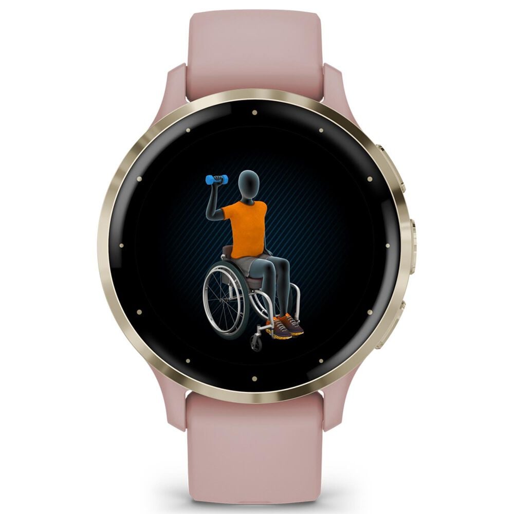 Garmin Venu 3S 41mm Soft Gold Stainless Steel Bezel Case with Dust Rose Silicone Band, , large