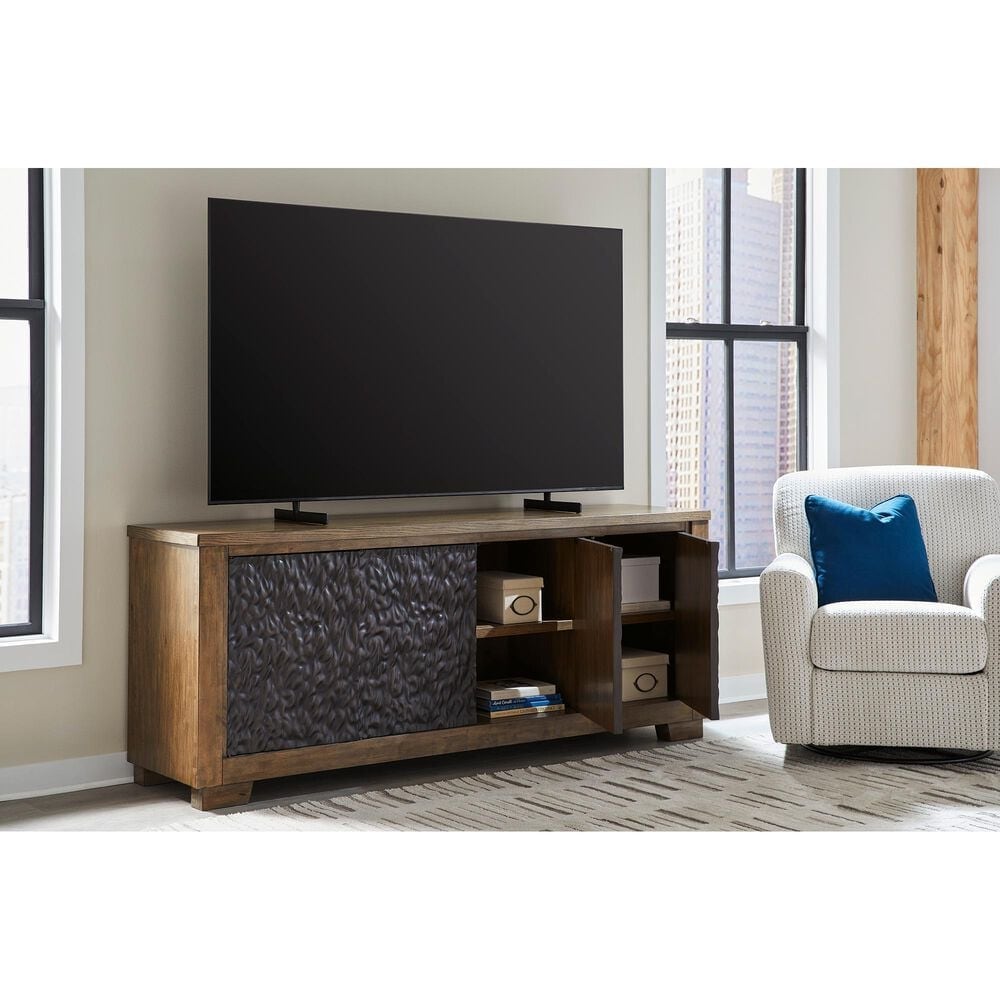 Ashley Rosswain 80&quot; TV Stand in Warm Brown, , large