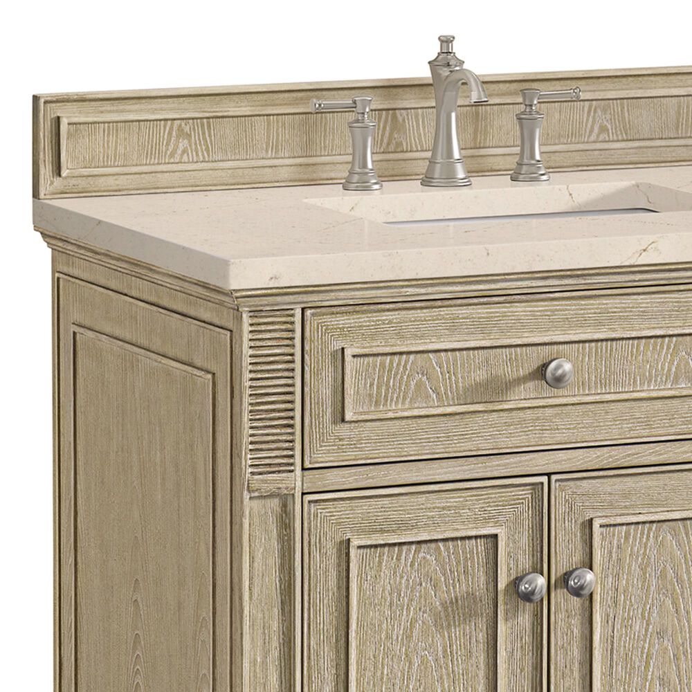 James Martin Vanities Lorelai 72&quot; Double Vanity in Whitewashed Oak with 3 cm Eternal Marfil Quartz Top, , large