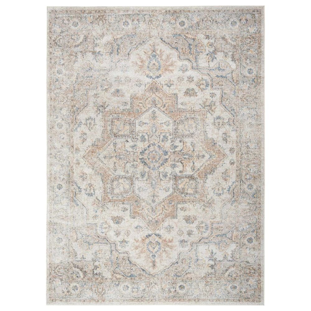 Nourison Astra Machine Washable 9" x 12" Silver and Grey Area Rug, , large