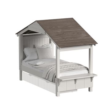 Eastern Shore Lodge Twin Bed with Full Roof in Cookies and Cream, , large