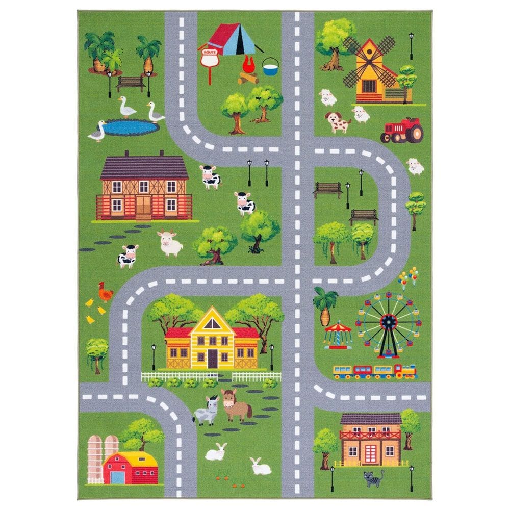 Safavieh Kids Playhouse 6"7" x 9" Dark Green and Light Grey Rug, , large