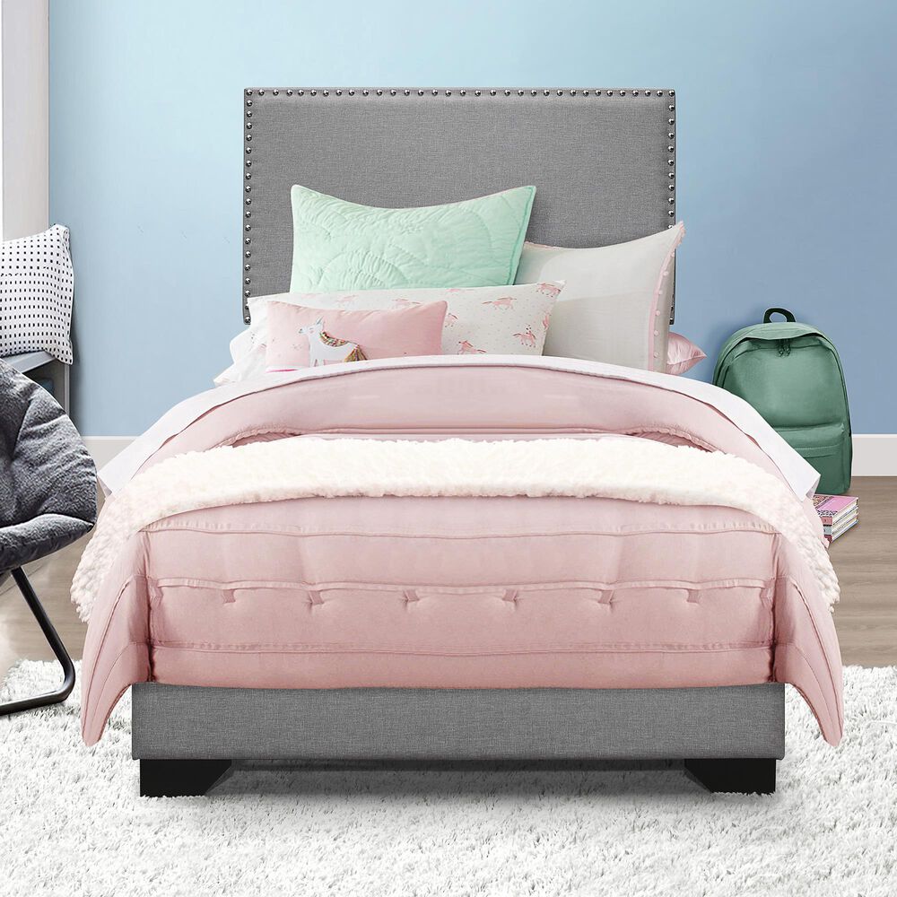The Monday Company Twin Upholstered Bed in Gray, , large