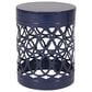 Hearth and Haven Cylindrical-Shaped Iron Patio End Table in Navy Blue (Set of 2), , large