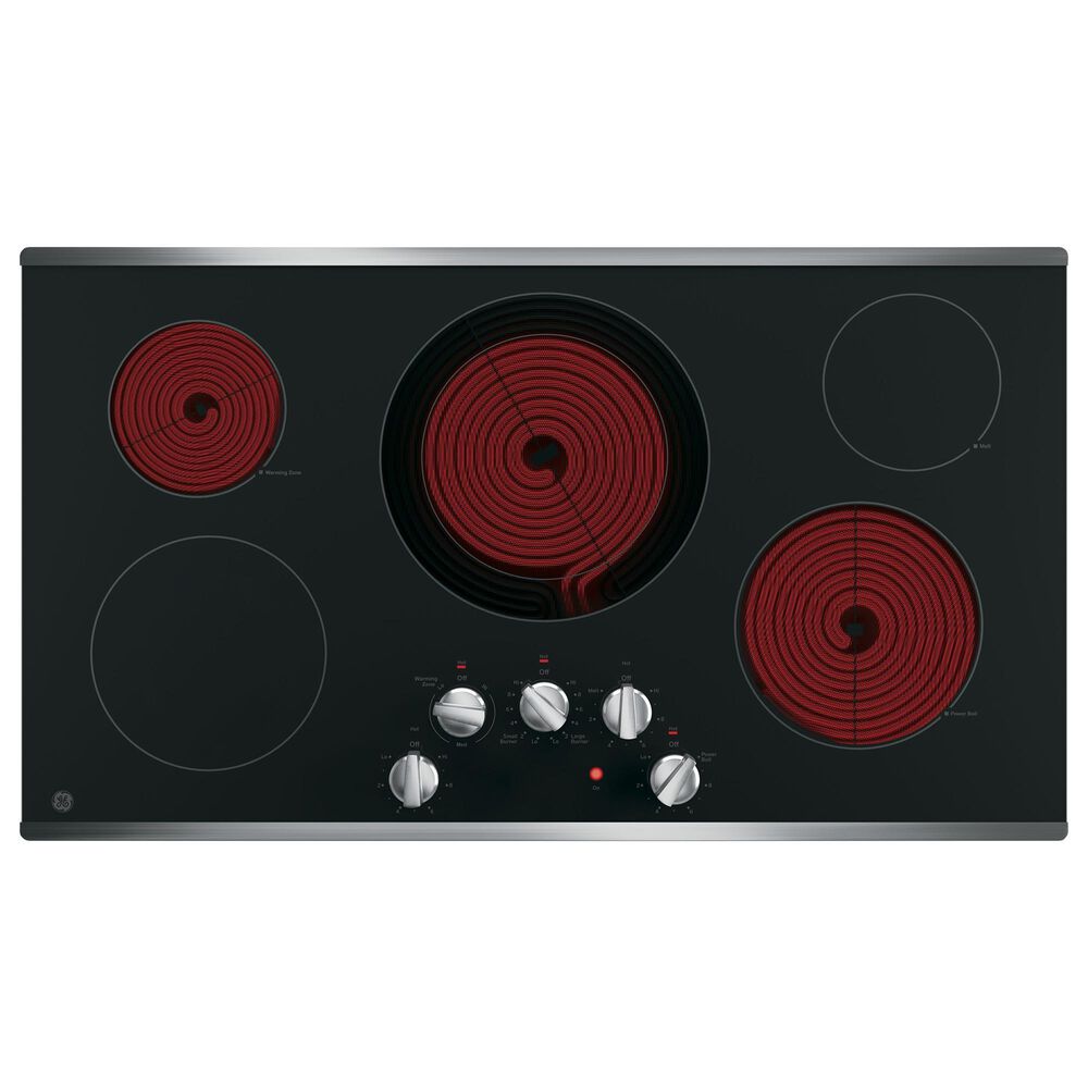 GE Appliances 36&quot; Electric Cooktop with Burners in Stainless Steel and Black, , large