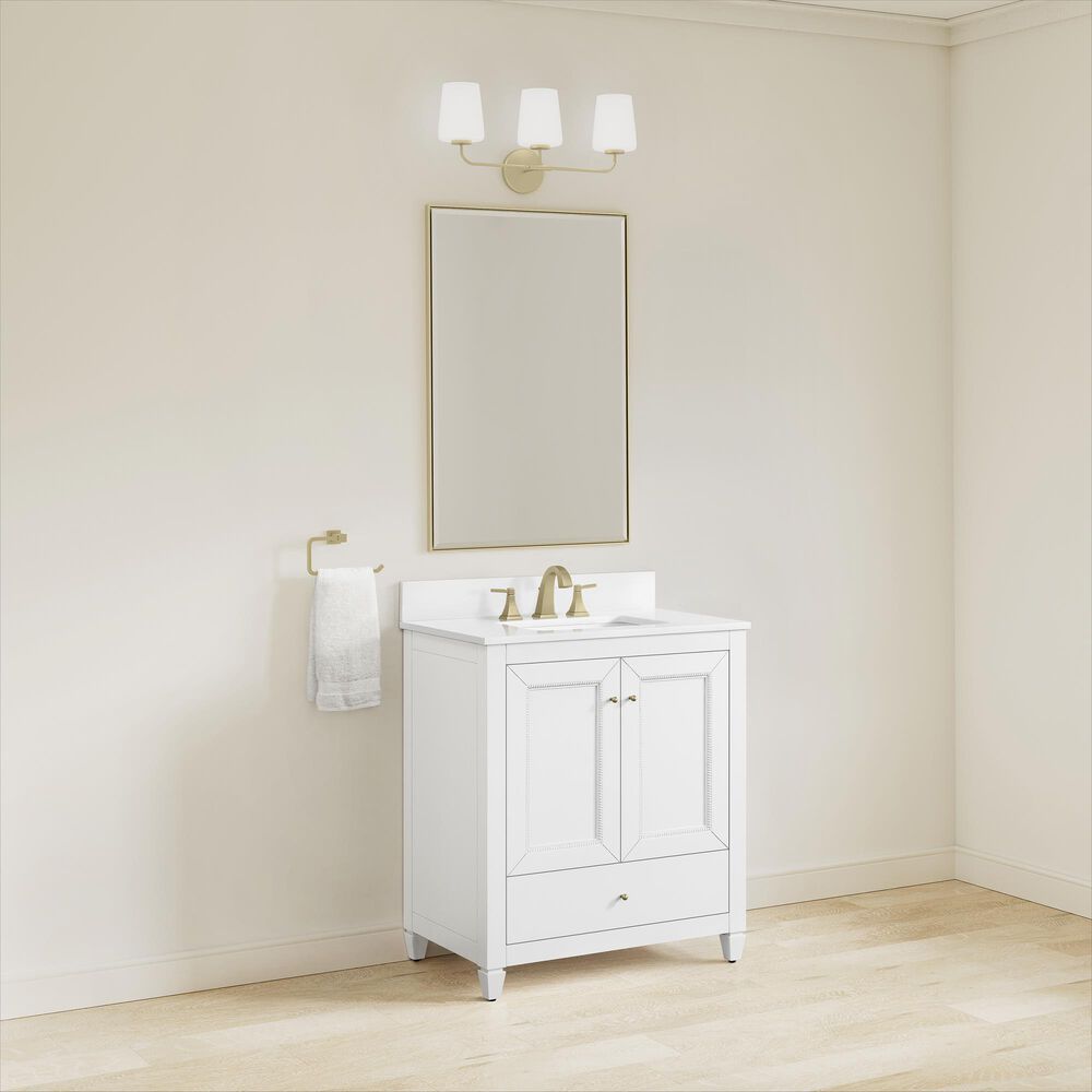 37B Claudine 30" Single Bathroom Vanity in Bright White with Glossy White Composite Stone Top and Backsplash, , large