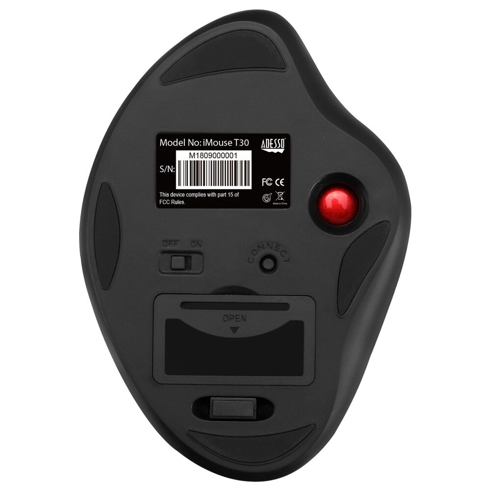 Adesso Wireless Programmable Ergonomic Trackball Mouse in Black, , large