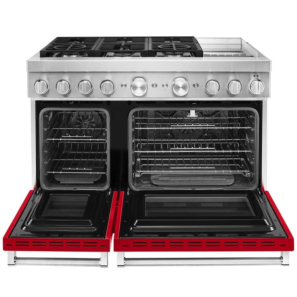 KitchenAid 48&quot; Professional Double Oven Dual Fuel Range in Passion Red, , large
