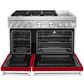 KitchenAid 48" Professional Double Oven Dual Fuel Range in Passion Red, , large